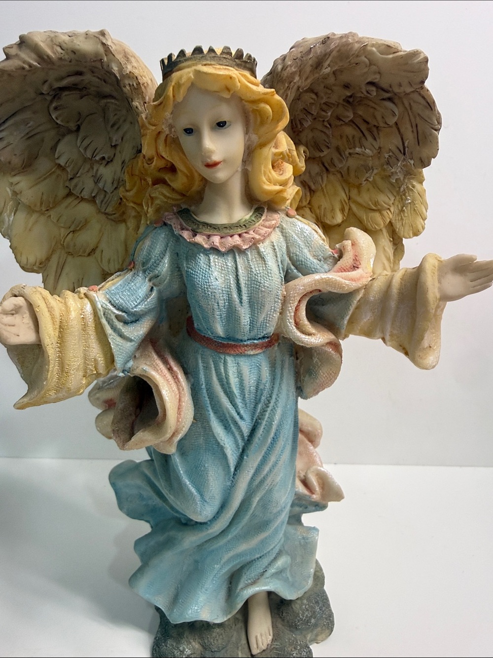 Decorative Angel Figurine in Blue and Cream - Home Art - Picture 3 of 7